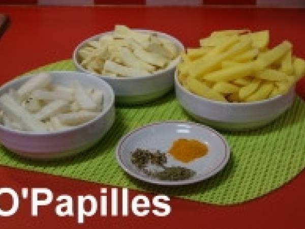 Frites de panais, pommes de terre et radis noir - Préparation etape 1