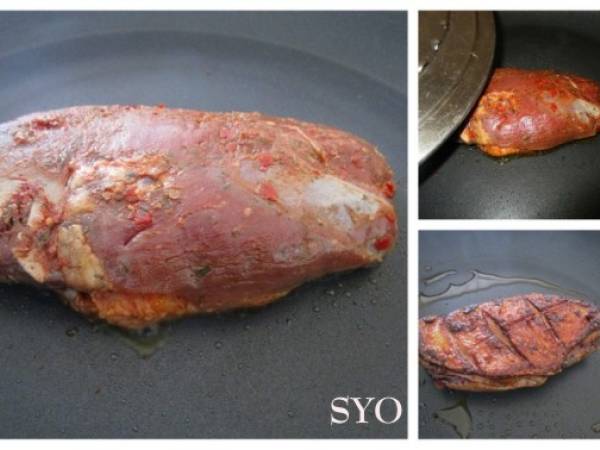 Magret de canard épicé aux Mirabelles - Préparation etape 3