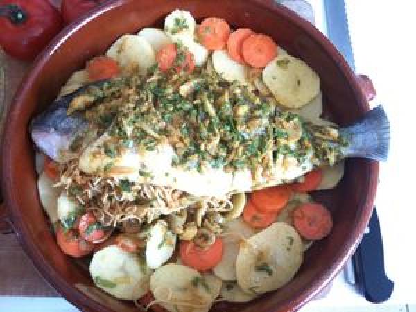 Dorade royale farcie à la chermoula (Maroc) - Préparation etape 5