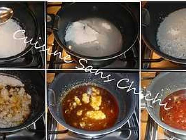 Gâteau de riz crémeux au caramel et aux raisins secs. - Préparation etape 6