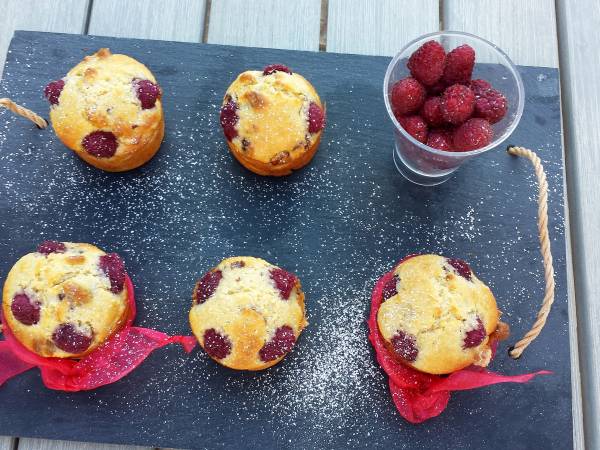 Muffins framboises et noisettes - Préparation etape 6