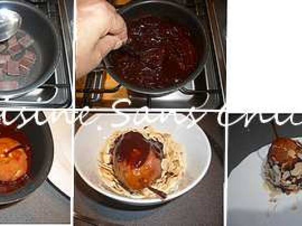 Poires pochées au porto, aux épices et chocolat - Préparation etape 5