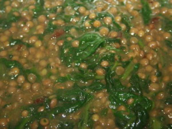 Macaroni aux lentilles et aux épinards - Préparation etape 3