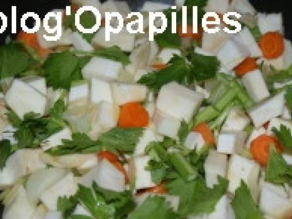 Légumes d'automne, blettes, céleri-rave, carottes, pommes de terre - Préparation etape 1