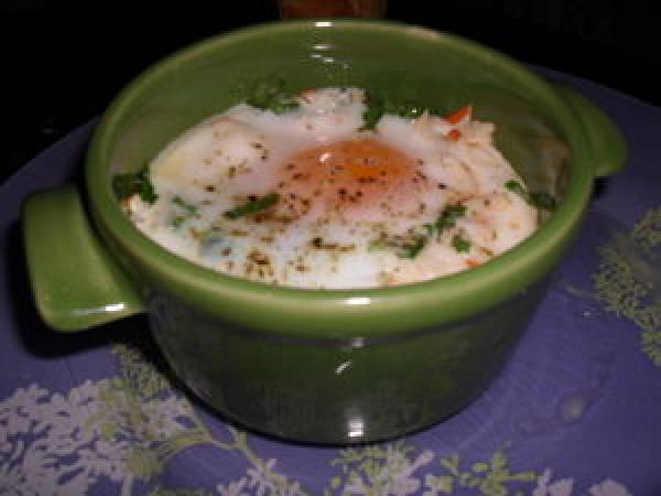 OEUF COCOTTE AU SURIMI - Préparation etape 4