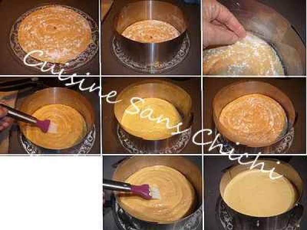 Bavarois à la clémentine et Grand-Marnier sur un biscuit cuillère maison. - Préparation etape 11