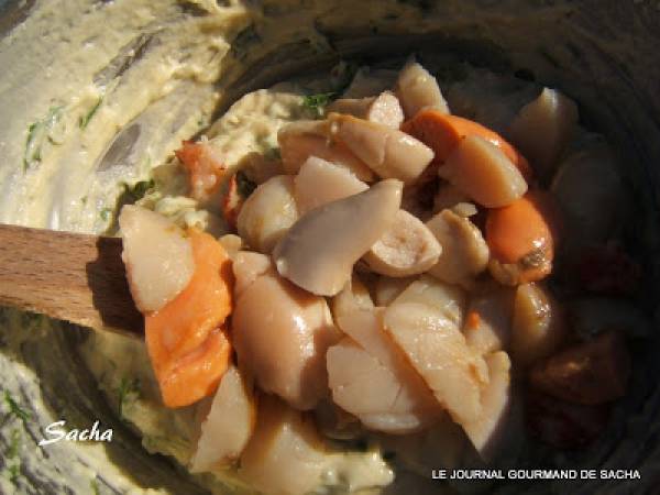 Cake aux écrevisses St Jacques et roquette - Préparation etape 5