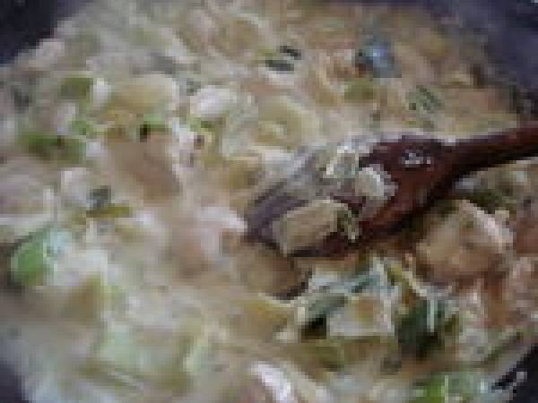 Crêpes Turques au Poulet, poireau et mascarpone - Préparation etape 3