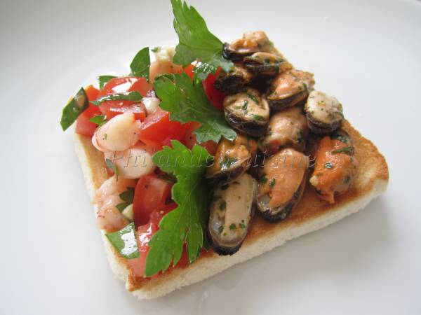 Tartine façon tapas aux fruits de mer - Préparation etape 6