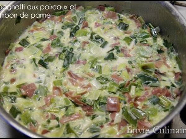 Spaghettis aux poireaux et jambon de parme - Préparation etape 3