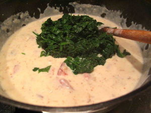 Tartiflette revisitée, aux épinards et au poulet - Préparation etape 10