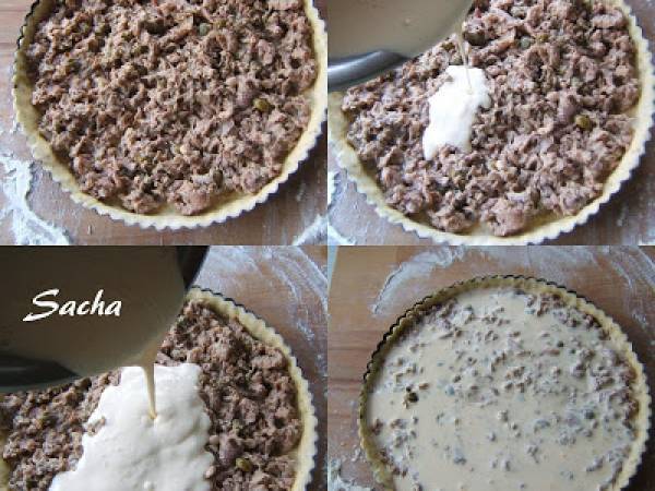 Tarte à l'andouillette et câpres sur une pâte brisée aux graines de moutarde - Préparation etape 5