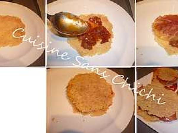 Millefeuille de tuiles de parmesan au jambon cru. - Préparation etape 7