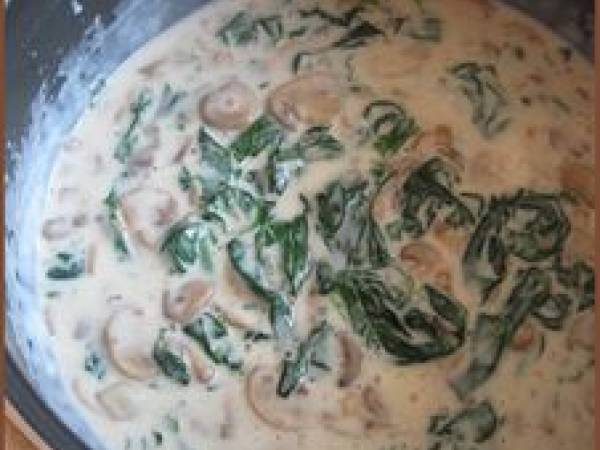 Crêpes aux épinards, au jambon et aux champignons - Préparation etape 2