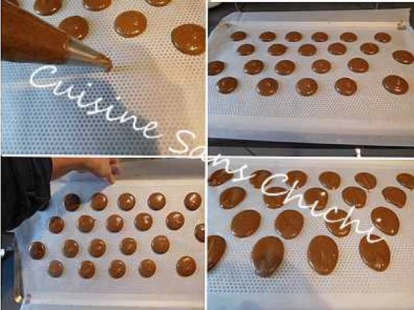Macarons oeufs de Pâques à la ganache montée au chocolat - Préparation etape 14
