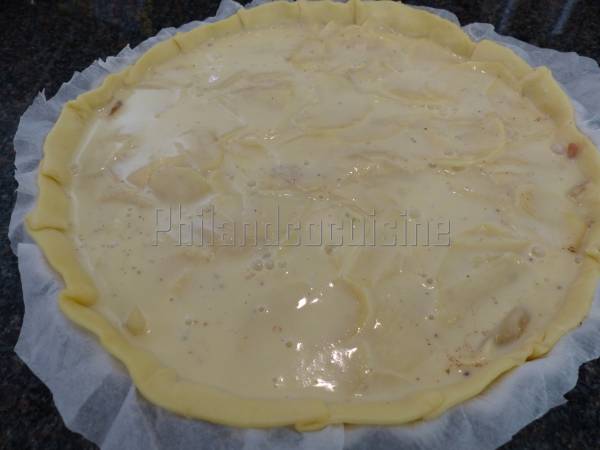 Quiche à la cancoillotte, pommes de terre et lardons - Préparation etape 5