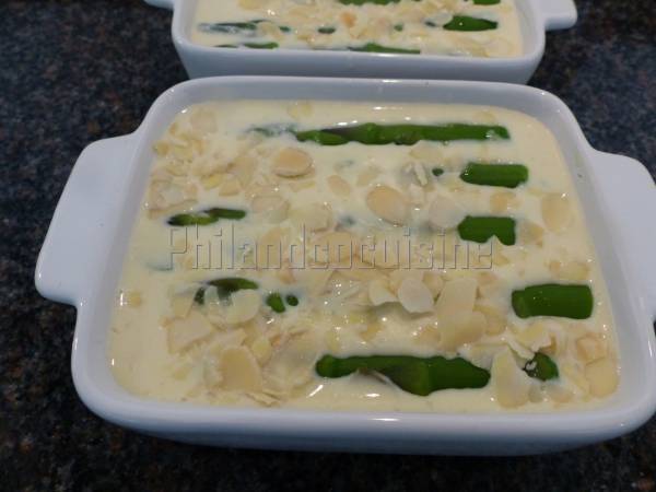 Flan d'asperges au parmesan et aux amandes - Préparation etape 7