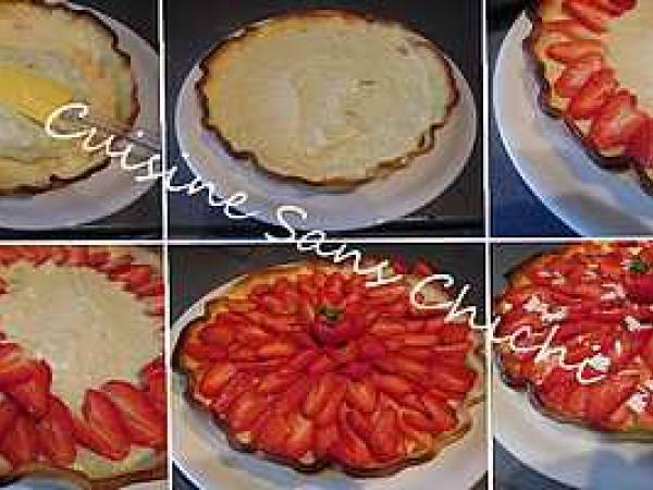 Tarte aux fraises, crème basilic et citron vert - Préparation etape 8