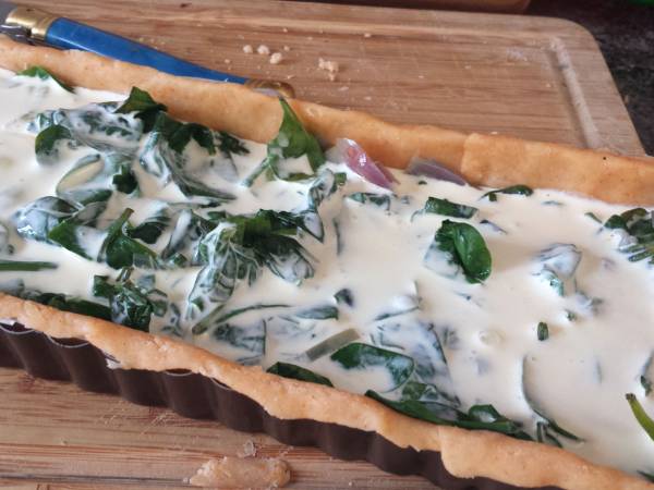 Quiche épinards frais et chèvre - Préparation etape 7