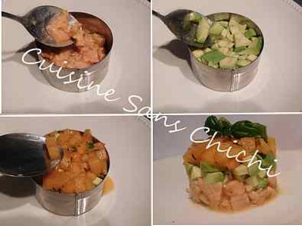 Tartare de saumon, melon basilic, avocat - Préparation etape 8