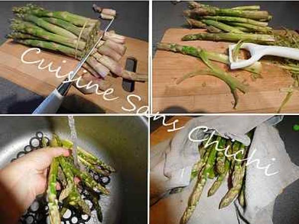 Tagliatelles aux asperges et jambon cru - Préparation etape 1