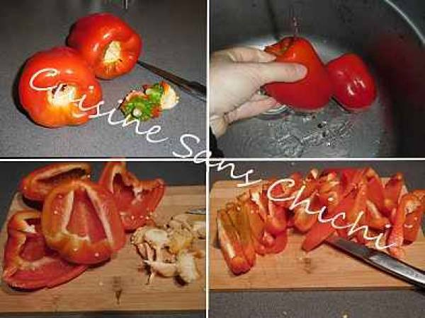 Cuisses de poulet, aux poivrons et pommes de terre au four. - Préparation etape 2