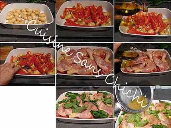 Cuisses de poulet, aux poivrons et pommes de terre au four. - Préparation etape 7