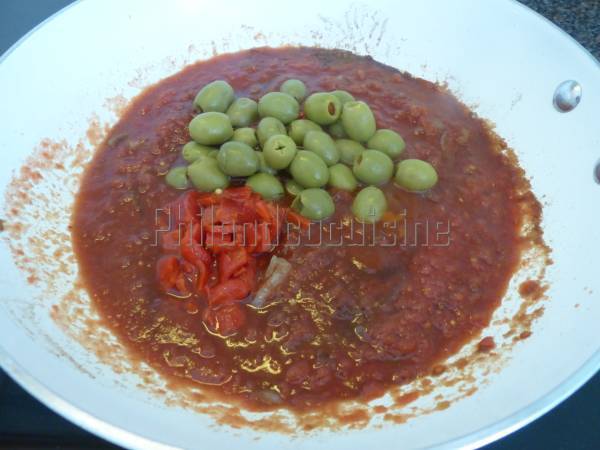 Penne au chorizo et aux olives - Préparation etape 3