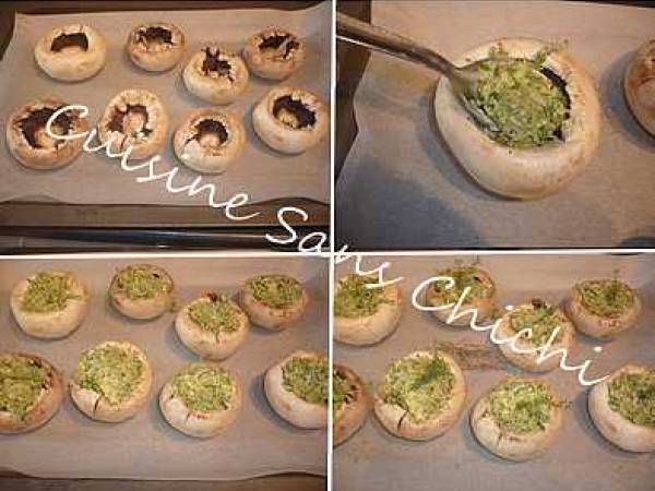 Champignons de Paris farcis aux herbes fraîches. - Préparation etape 8
