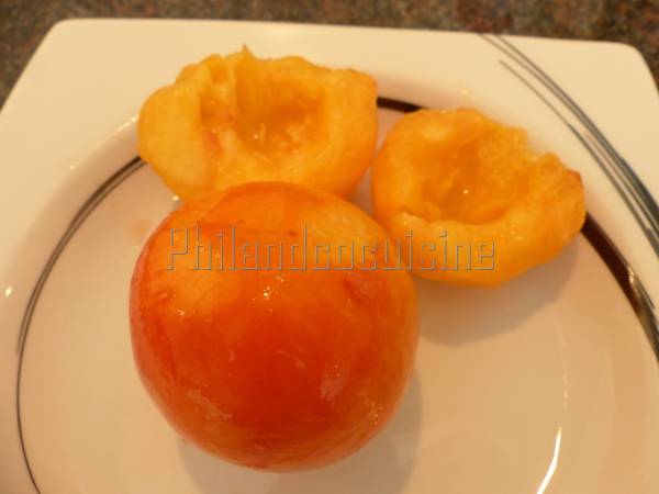 Pêche en habit de jambon cru et sa salade de roquette - Préparation etape 1