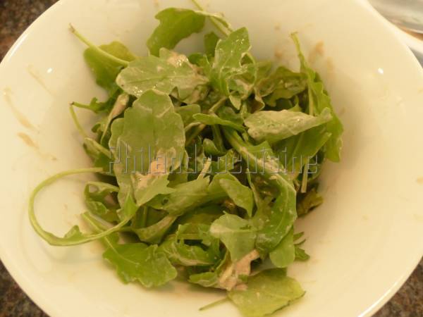 Pêche en habit de jambon cru et sa salade de roquette - Préparation etape 3