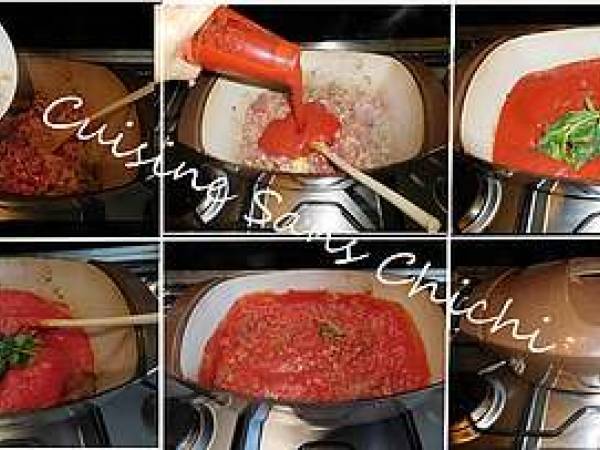 Gâteau de pâte rigatoni, bolognaise et ricotta - Préparation etape 4