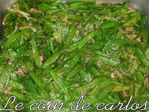 Pois mange-tout à la paysanne - Préparation etape 2