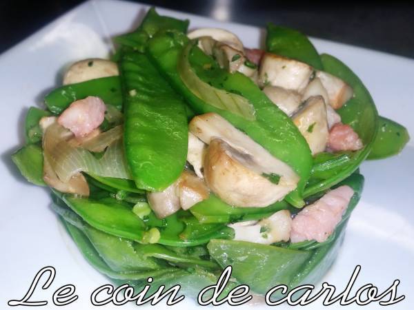 Pois mange-tout à la paysanne - Préparation etape 4