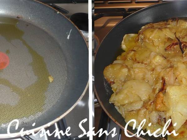 Tortilla de pommes de terre et oignons - Préparation etape 7