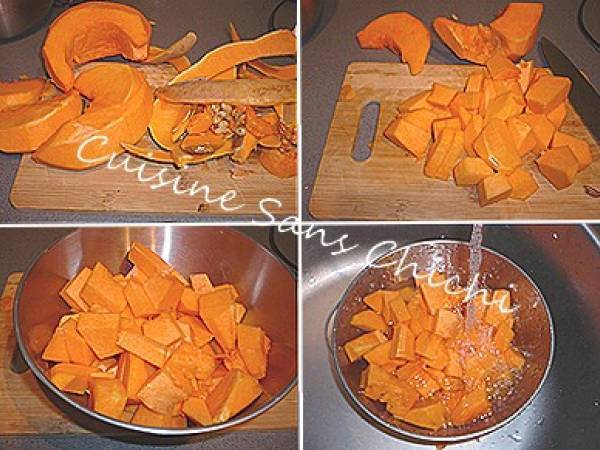 Mini-cocottes de potiron au fromage de chèvre frais. - Préparation etape 1