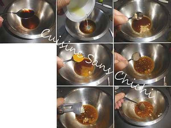 Nouilles sautées au wok, crevettes marinées et petits légumes croquants. - Préparation etape 1