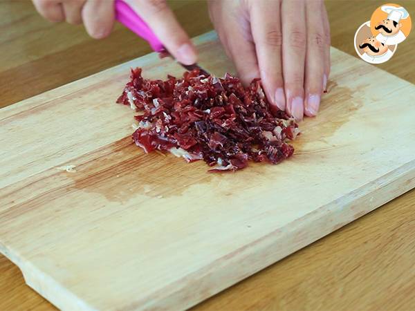 Tartare jambon melon tomate - Préparation etape 1