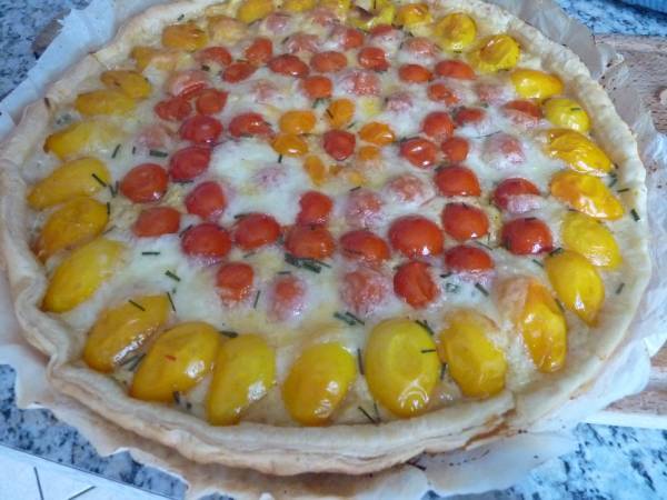 Tarte super facile aux tomates cerises et à la mozzarella - Préparation etape 6