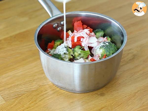 One pot pasta - Tagliatelles au saumon et brocolis - Préparation etape 2