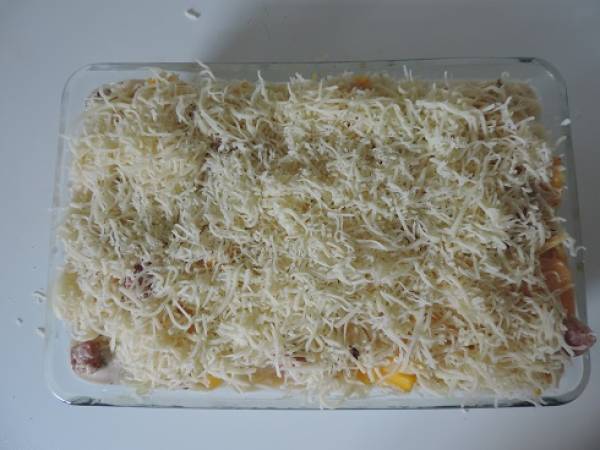 Gratin de pommes de terre, potiron, bacon et lardons - Préparation etape 5