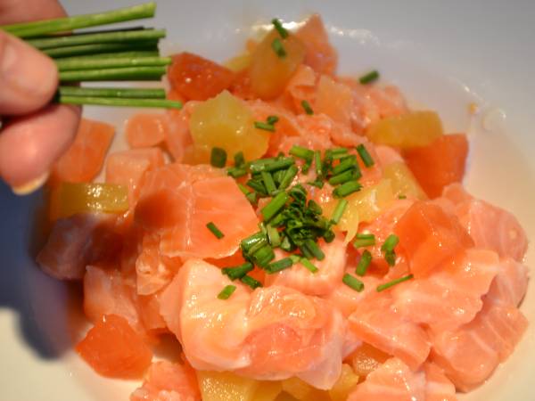 VERRINES EXOTIQUES AUX 2 SAUMONS - Préparation etape 1