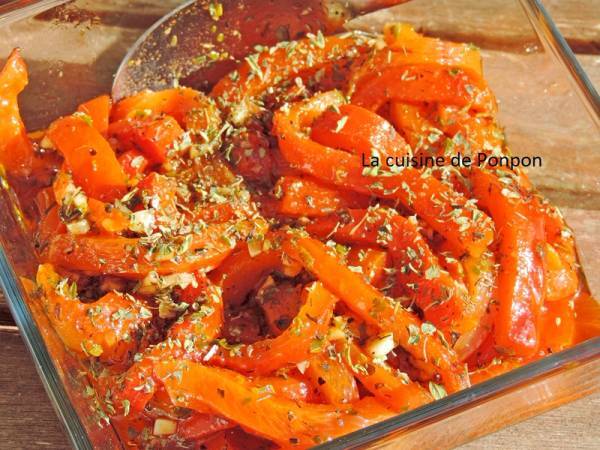 Poivron mariné à l'huile d'olive, ail et origan - Préparation etape 5