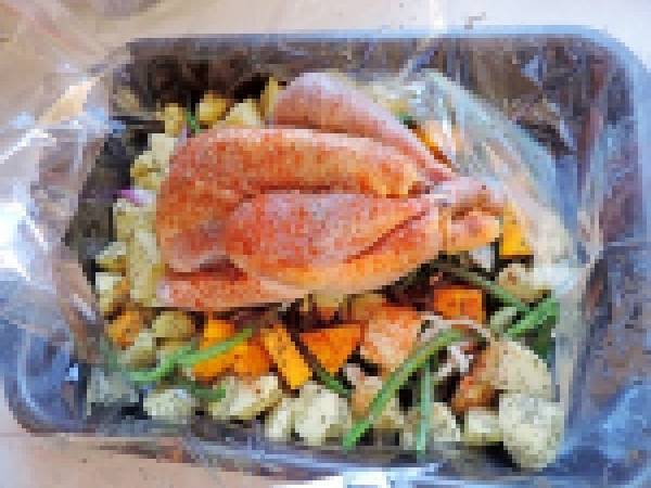 Pintadeau accompagné de ses légumes en sachet cuisson - Préparation etape 1