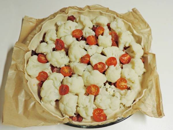 Tarte au chou fleur et chorizo - Préparation etape 3