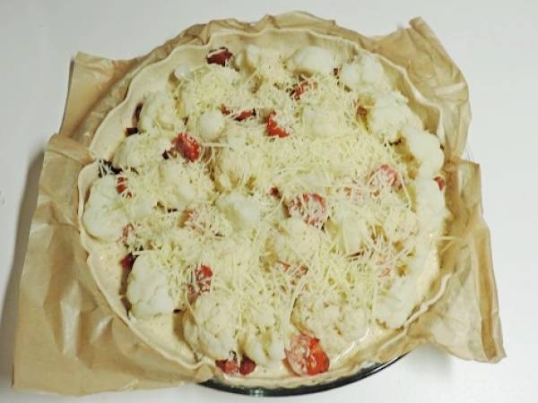 Tarte au chou fleur et chorizo - Préparation etape 4
