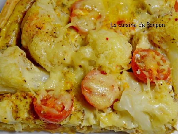 Tarte au chou fleur et chorizo - Préparation etape 6