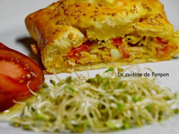 Feuilleté tressé au thon, olives et épices - Préparation etape 5