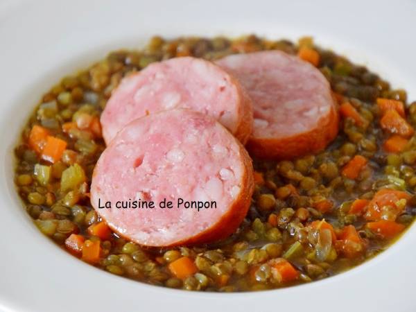 Soupe de lentilles et saucisse de Morteau - Préparation etape 3