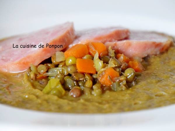 Soupe de lentilles et saucisse de Morteau - Préparation etape 4